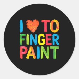 Sticker Rond Je suis amoureux de la peinture au doigt de couple