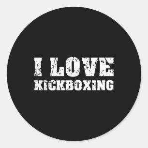 Sticker Rond Je suis amoureux de la salle de sport de kickboxin