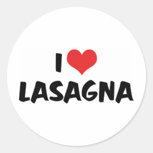Sticker Rond Je suis amoureux de lasagne au coeur - Amoureux de