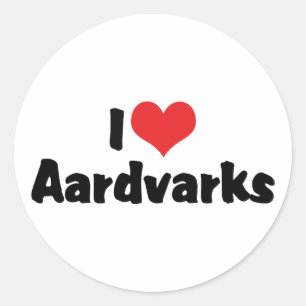 Sticker Rond Je suis amoureux des aardvarks à coeur