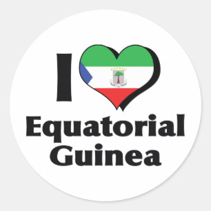 Sticker Rond Je suis amoureux du drapeau de la Guinée équatoria
