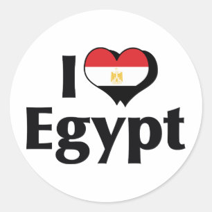 Sticker Rond Je suis amoureux du drapeau de l'Égypte