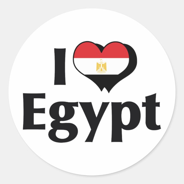 Sticker Rond Je suis amoureux du drapeau de l'Égypte (Devant)