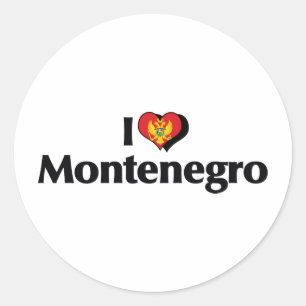 Sticker Rond Je suis amoureux du drapeau du Monténégro
