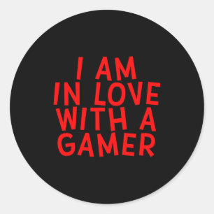 Sticker Rond Je suis amoureux d'un gamer jeu mignon de la Saint
