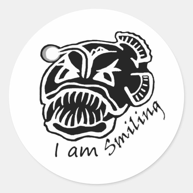 Sticker Rond Je suis Anglerfish souriant (Devant)