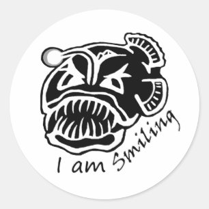 Sticker Rond Je suis Anglerfish souriant
