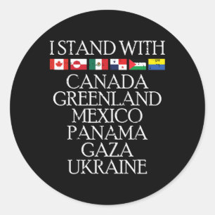 Sticker Rond Je suis avec Canda Groenland Mexique Ukraine Homme