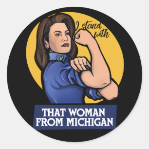 Sticker Rond Je suis avec cette femme du Michigan Michigander