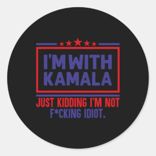 Sticker Rond Je suis avec Kamala qui n'a pas tué les Républicai