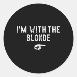 Sticker Rond Je suis avec la blonde costume paresseux assorti H