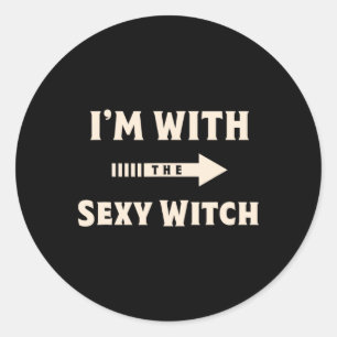 Sticker Rond Je suis avec la sorcière Y Halloween Costume Party