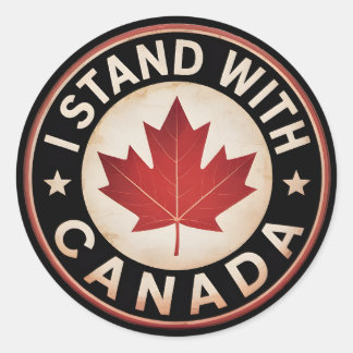 Sticker Rond Je suis avec le Canada