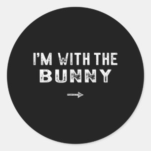 Sticker Rond Je suis avec le costume de lapin assorti Halloween