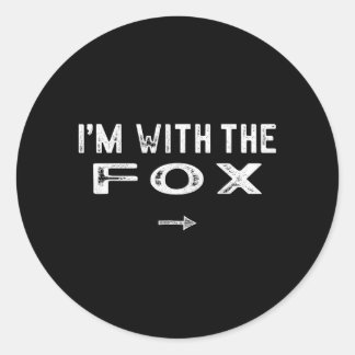 Sticker Rond Je suis avec le déguisement de renard assorti pour