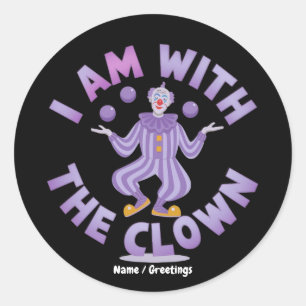 Sticker Rond Je Suis Avec Le Graphisme De Juggle Violet Du Clow