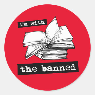 Sticker Rond je suis avec les livres interdits