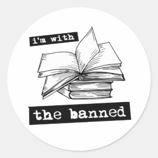 Sticker Rond je suis avec les livres interdits