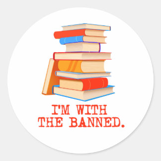 Sticker Rond Je suis avec les livres interdits