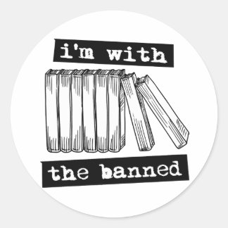 Sticker Rond je suis avec les livres interdits