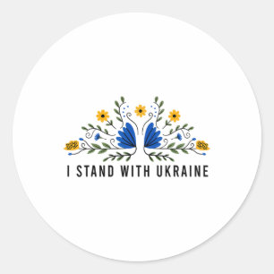 Sticker Rond Je suis avec l'Ukraine Drapeau de l'Ukraine Tourne