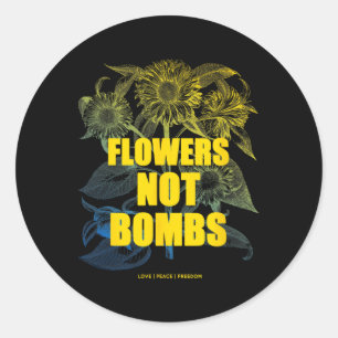 Sticker Rond Je suis avec l'Ukraine Fleurs pas de bombes Paix e