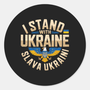 Sticker Rond Je suis avec l'Ukraine Slava Ukraini Gloire à l'Uk