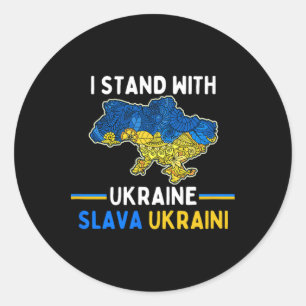 Sticker Rond Je suis avec l'Ukraine Slava Ukraini Soutien à la