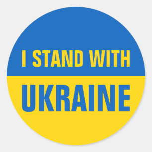 Sticker Rond Je Suis Avec L'Ukraine Solidarité Drapeau Ukrainie