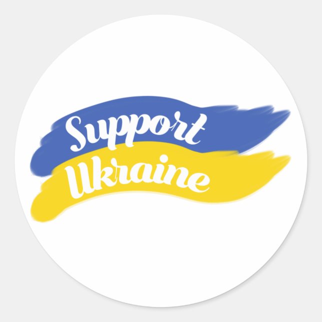 Sticker Rond Je Suis Avec L'Ukraine, Soutenez L'Ukraine (Devant)