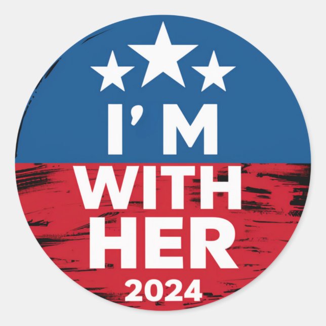 Sticker Rond Je suis avec son vote Kamala pour le président Kam (Devant)