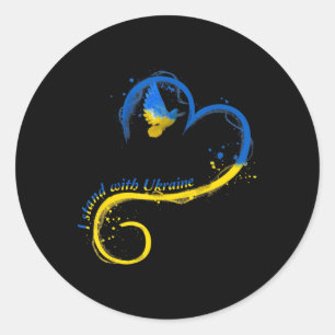 Sticker Rond Je suis avec Ukraine Dove Drapeau Paix Free Ukrain