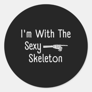 Sticker Rond Je suis avec Y Skeleton Halloween Costume drôle De