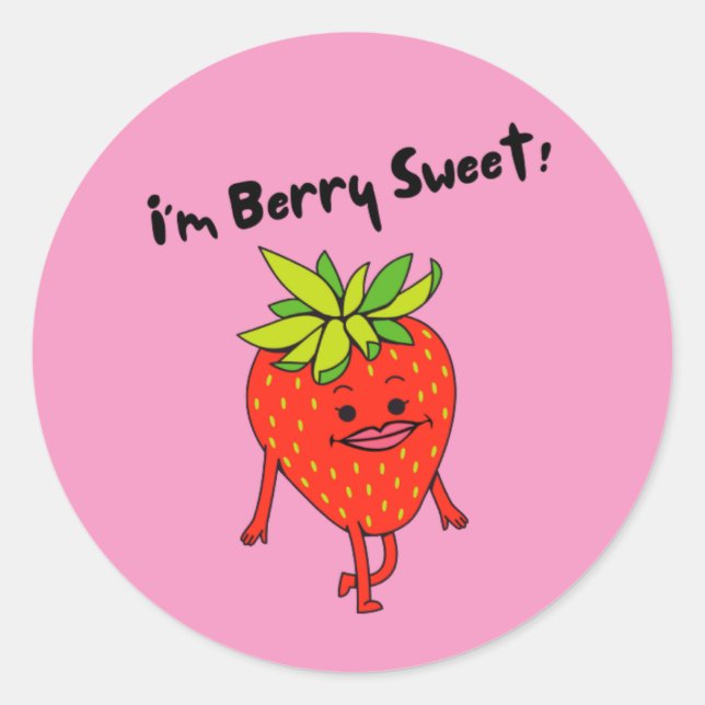 Sticker Rond Je suis Berry Sweet ! - Amusant jeu de fruits (Devant)