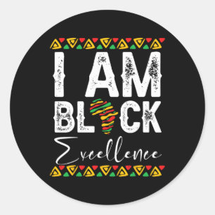 Sticker Rond Je Suis Black Excellence Black History Mois Junete