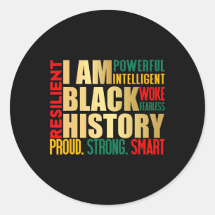Sticker Rond Je Suis Black History Mois American African Pride 