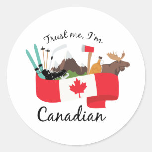 Sticker Rond Je suis Canadien