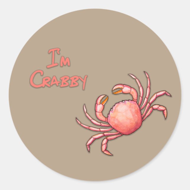 Sticker Rond Je suis Crabby (Devant)