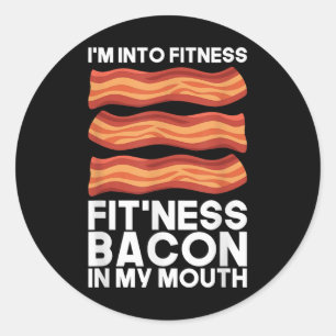 Sticker Rond Je Suis Dans La Bacon De Fitness Dans Ma Bouche T
