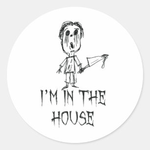 Sticker Rond Je suis dans la maison Halloween Costume Mot Desig