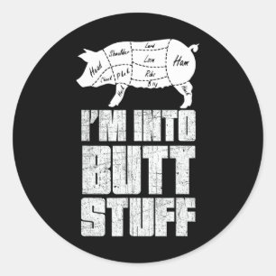 Sticker Rond Je suis dans le bouillon de porc - Funny Bbq Grill