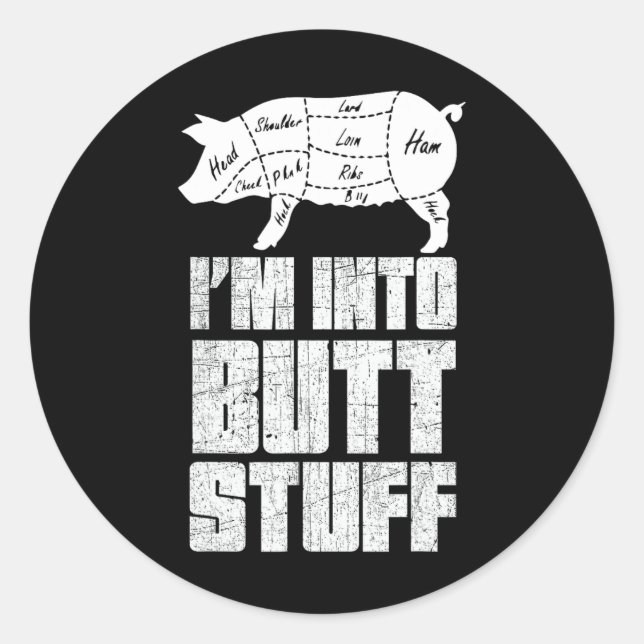 Sticker Rond Je suis dans le bouillon de porc - Funny Bbq Grill (Devant)
