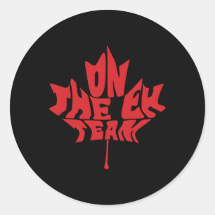 Sticker Rond Je Suis Dans L'Équipe De Eh La Feuille D'Érable De