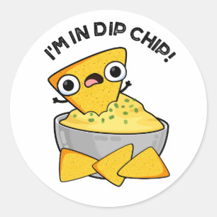 Sticker Rond Je suis dans un chip chip amusant jeu de nourritur