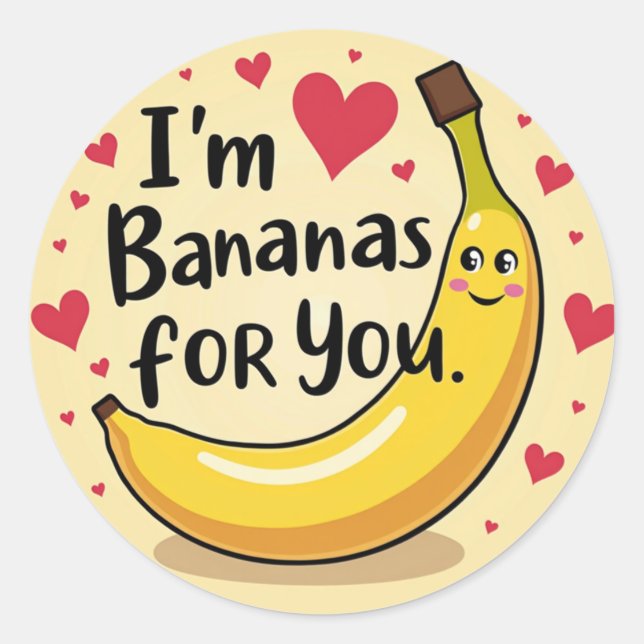 Sticker Rond Je suis des bananes pour toi ! Banane de la Saint- (Devant)