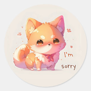 Sticker Rond Je suis désolé, chiot triste