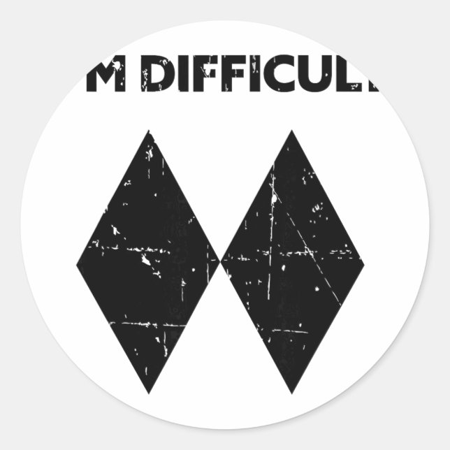 Sticker Rond Je suis difficile Drôle Double Diamants Noirs Ski  (Devant)