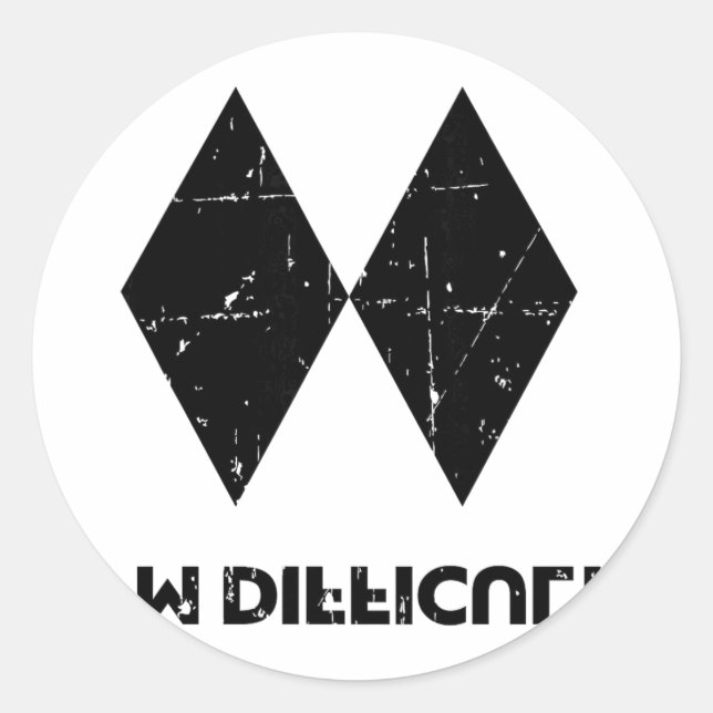 Sticker Rond Je suis difficile drôle double diamants noirs ski  (Devant)