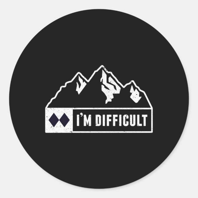 Sticker Rond Je Suis Difficile Snowboard Ski Run Circle Mountai (Devant)