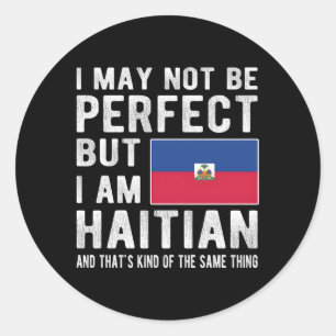 Sticker Rond Je Suis Drapeau Haïtien Héritage Haïti Racines Haï